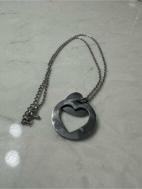 Silver Heart Cutout Pendant Necklace - Women Jewelry